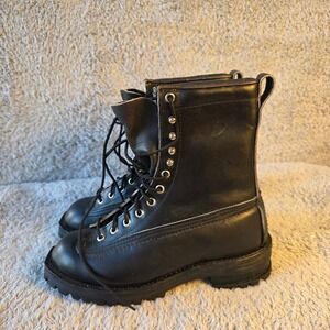 NEW USAF Work 8" Black Leather Logger Combat Military‎ Boots Mens 5 Womens 7.5